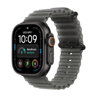 Apple Watch Ultra 4   GPS + Cellular   49 mm   zwarte titanium kast met doorschijnend zwart Ocean bandje