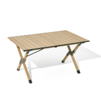 Mobi Garden, Draagbare opvouwbare aluminiumlegering tafel voor camping en thuisgebruik, middelgroot, natuurlijke houtkleur, meerlaagse versterkte constructie, afneembare opvouwbare structuur voor eenvoudig transport, ultralicht, hoge draagcapaciteit