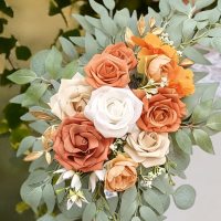 Wei's moment kunstbloemen swag set van 2 voor bruiloft welkomstborden bloemdecoraties, gebrande oranje bruiloftboog bloemen voor bruiloftceremonie