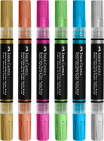 Faber Castell acryl marker set   zwarte editie, 6 stuks, metallic kleuren