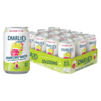 Charlie's Organics bruiswater framboos en limoen   12 x 330 ml