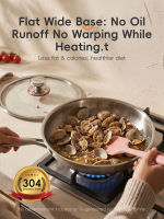 PURE COOK 3 laags 304 roestvrij staal grote koekenpan niet giftig duurzaam snel gelijkmatige warmte uitlopende rand satijnen afwerking keuken kookgerei huishoudelijke koekenpan met deksel ovenbestendig 220 ℉ geschikt voor alle kookplaten 28 cm 11 inch zil
