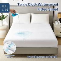 XLLX Waterdichte beddengoed matrasbeschermer, Ademend, Matrastopper, 30 cm extra diepe hoeslaken, Rondom elastisch, 100% polyester, (Wit, 150 x 200 cm)
