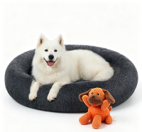 JOYFURNOS zacht pluche kalmerend hondenbenchbed en pluche hondenspeelgoed met pieper, dik ribfluweel & natuurlijk rubber