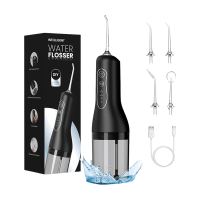 Sunluxy Draagbare Draadloze Tandreiniger – 140 PSI Hoge Druk Pulserende Waterstraal, 4 Standen, 260 ml Afneembare Watertank, 50 Dagen Lange Batterijduur, Slimme Geheugenfunctie, Inclusief 3 Type Mondstukken, Reisvriendelijk Lichtgewicht Ontwerp, L5 Zwart
