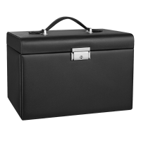 JOYFURNOS  sieradendoos met 3 lagen, sieradenorganizer met 2 lades, sieradencase met draagbare reisetui, met handvat, afsluitbaar, sieradenopslag, cadeau voor geliefden, zwart
