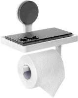 Badkameroplossingen toiletrolhouder met plank   Wit, 18 x 11,5 x 17,5 cm