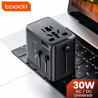 Toocki Universele Reisadapter 30 W PD Snellader Adapter – Internationale Stroomadapter met 1 USB A & 2 USB C Poorten – Stekkeradapter voor EU, VK, VS, AUS