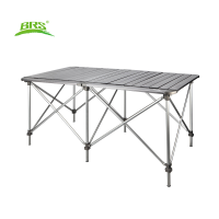 BRS Z32 campingtafel voor meerdere personen, draagbaar, inklapbaar, in hoogte verstelbaar, aluminium, 126,5 cm x 69 cm (49,80 inch x 27,17 inch)