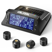 GUTA Bandenspanningscontrolesysteem voor campers/aanhangers met 4 sensoren, 0 188PSI TPMS, opladen via zonne energie, 6 alarmmodi, automatische slaapmodus, LCD scherm, geschikt voor bandenspanningscontrolesysteem voor campers/aanhangers/opleggers, GT40+4G