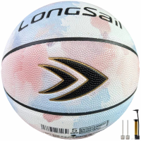 LONGSAIL Premium Basketbal van Composietleer/Microvezelleer Maat 5# Inktwaskleur Vochtabsorberend PU