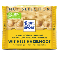 Ritter Sport Witte Chocolade Hele Hazelnoten   100 g