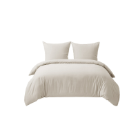 4 Delige dekbedovertrekset, naturel, bestaande uit 2 dekbedovertrekken 135 x 200 cm + 2 kussenslopen 80 x 80 cm, OEKO TEX gecertificeerd, van 90% polyester microvezel, met rits, 90% polyester