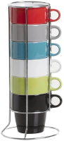 Secret de Gourmet Keramische Mok Set met Metalen Rek   6 stuks, 260 mL, Multi