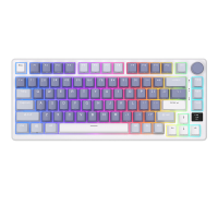 RK ROYAL KLUDGE M75 Ocean Blue Mechanisch Toetsenbord met OLED Smart Display en Volumeknop, 2.4 G/USB C/BT Gasket Mounted 75% Layout Draadloos Gaming Toetsenbord met 81 Toetsen, RGB Achtergrondverlichting, Hot Swappable Cream Switch