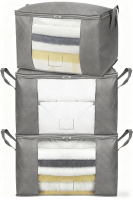 ANQI Opvouwbare grote ziplock opbergzak met opbergkubussen, transparant kijkvenster en draaggrepen, 3 pack, grijs, Nieuwjaarsverkoop, top cadeaukeuzes