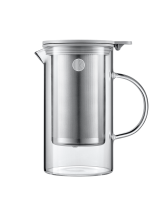 BUYDEEM Glazen theepot 800 ml met roestvrijstalen gaasfilter, Hoogwaardig borosilicaatglas, Stofdichte siliconen deksel, FDA goedgekeurde materialen