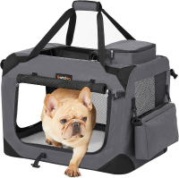 Feandrea Opvouwbare hondentransportbox, Ademende stijl, 60 x 42 x 42 cm   Grijs