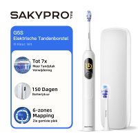 SAKYPRORAL Elektrische Tandenborstel met AI Smart Display voor Volwassenen & Kinderen | 150 Dagen Autonomie, Real Time Poetskaart | Wittestand, 3 Min Timer, Reisetui | Familie Sonic Elektrische Tandenborstel (G5S Wit)
