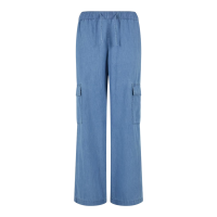 Dames lichte denim cargo pants, skyblauw, gewassen, maat XS