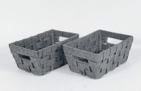 KEVAHOME set van 2 kleine geweven opbergmanden van vilt   grijs   25 x 18 x 10 cm