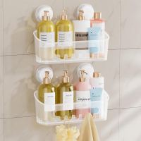 Taili doucherek met zuignap, robuuste badkamerorganizer, verwijderbare planken voor in de douche, shampoo, waterdichte kunststof opberger met zuignap voor badkameraccessoirehouder, mat transparant