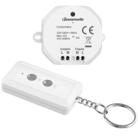 DEWENWILS 230 V draadloze schakelaarset, met 1 ontvanger en 1 afstandsbediening, afstandsbedieningsbereik 30 m, zonder bedrading, draadloze lichtbediening, geschikt voor lampen tot 2300 W, uitbreidbaar, wit