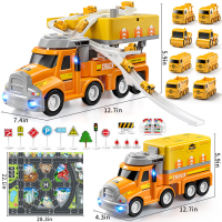 Auto avontuur speelgoed auto transporter speelgoed met 8 mini voertuigen mobiele vrachtwagenstation speelgoed racebaan, verjaardagscadeaus
