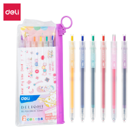 Deli gelstiften 0,5 mm, schrijfwaren voor kantoor, 6 pack (rood/blauw/geel)