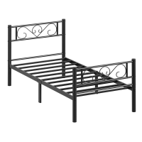 JOYFURNOS eenpersoonsbedbodem, 90 x 190 cm metalen frame, eenvoudige montage voor tienerkamer, logeerkamer, kleine ruimtes, zwart