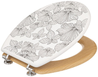 5Five Zwarte Bloemen Toiletzitting   42,5 x 36 cm, Zwart witte Bloemen