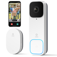 Woox videodeurbel met gong, wifi, slimme deurbel met camera, draadloos, batterij, 2K FHD, 170° ultragroothoek, detectie van mensen en pakketten, nachtzicht, 2 weg audio, compatibel met Alexa
