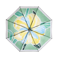 Beneunder BM398, driedelige paraplu met versterkte zwarte coating, buiten , windbestendig en waterdicht, groene bloem, ideaal koppelcadeau