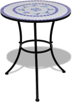 VidaXL Bistrotafel   Mozaïek Blauw en Wit, 60 cm