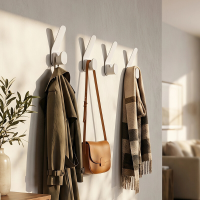 Kapanou dubbele kapstokhaken voor wandmontage set van 8, stevige metalen kledinghaken voor badkamer, slaapkamer, entree, veelzijdige en decoratieve aluminium wandhaken voor het ophangen van handdoeken, hoeden, tas (grijs)