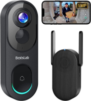 Botslab 5 MP draadloze deurbelcamera, 180° hoofd tot voeten weergave, 32 GB SD kaart | Pakketdetectie, AI bewegingsdetectie, VR modus, Gevoed via batterij of bedraad, 2 weg audio, Eenvoudige installatie, Alleen 2,4 GHz wifi