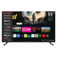 KOORUI K55Q1UQ T8, 55 inch, 4K QLED, TIZEN TV, Randloos ontwerp, Dynamisch geluid met Dolby Audio, Top end metalen afwerking