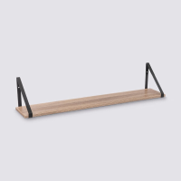 5Five Wandplank Eenheid   Natuurlijk Hout & Zwart IJzer, 78 x 15 x 16 cm