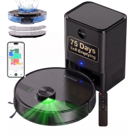 MONSGA MS1 robotstofzuiger met dweilfunctie, 9000 Pa zuigkracht met 4,0 L zelflegend station, robotstofzuiger met LiDAR navigatie, 180 minuten gebruiksduur, app /afstandsbediening/ spraakbesturing, voor harde vloeren en tapijten