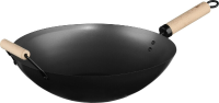 5Five RVS Wokpan met houten handvat   35 cm, zwart