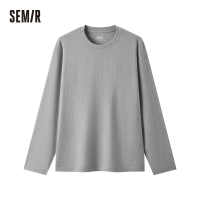 SEMIR Effen basic longsleeve T shirt Unisex losse onderhemd Middelgrijs gemêleerd XL