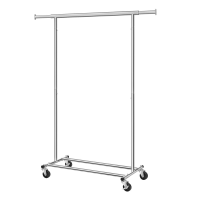 JOYFURNOS Kledingrek op Wielen, Robuuste Kledingroede, 45 x (92 132) x 161,5 cm, met Uitschuifbare Kledingroede, 100 kg Draagvermogen, Draagbaar, Zilver