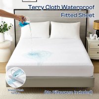 XLLX Waterdichte beddengoed matrasbeschermer, Ademend, Matrastopper, 30 cm extra diepe hoeslaken, Rondom elastisch, 100% polyester, (Wit, 150 x 200 cm)