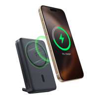 Baseus Nomos Qi2 powerbank met ingebouwde USB C kabel, magnetische standaard, 10000 mAh, 45 W, interstellair zwart