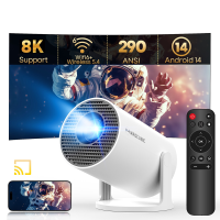 【Lite Entertainment】Magcubic slimme projector, ondersteunt 8K, native 720p HD, 290 ANSI lumen, Android 14, 5 G WiFi 6, Bluetooth 5.4, 180° Rotatie & automatische keystone, draagbare projector voor thuisbioscoop, slaapkamer en buiten, compatibel met HDMI/U