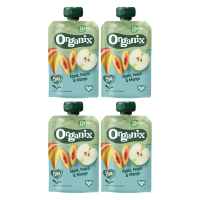 Organix knijpfruit appel, perzik & mango 12+ maanden 100 g * 4