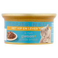 G'woon reepjes in saus voor katten met kippenlever
