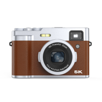 Songdian Digital Camera Retro 48MP Autofocus Compact with 5K Ultra HD 2.8 Inch LCD Optical Viewfinder Digital Camera for Students Teenagers Beginners brown