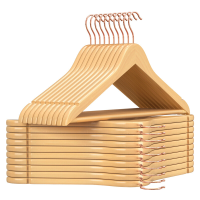 JOYFURNOS Massief houten kledinghangers, set van 20, met schouderuitsparingen, voor pakken, overhemden, jassen, naturel en roségoud