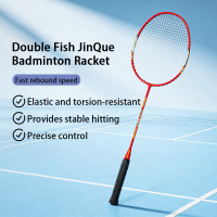 Double Fish koolstof aluminium badmintonracketset met 2 rackets rood 1503